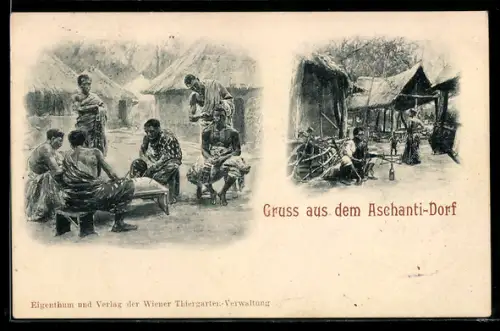 AK afrikanische Volkstypen im Ashanti-Dorf, Frisör