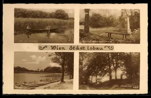 AK Wien, Lobau, Seen, Ruderboote und Waldwege