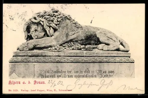 AK Aspern a. d. Donau, Löwendenkmal