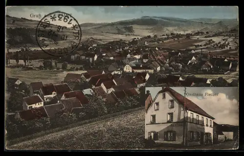 AK Ulmet, Gasthaus Fischer, Teilansicht