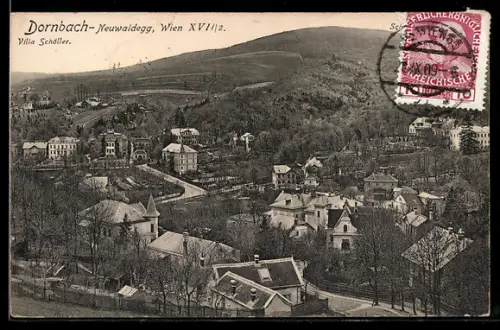 AK Dornbach-Neuwaldegg, Gesamtansicht, Villa Schöller, Schloss Schwarzenberg
