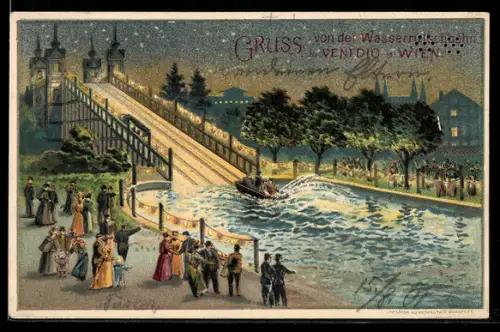 Lithographie Wien, Ausstellung Venedig in Wien, Wasserrutschbahn
