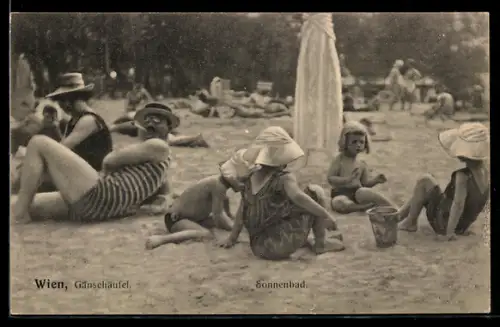 AK Wien, Sommergäste im städtischen Strandbad Gänsehäufel
