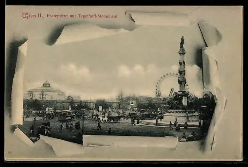 AK Wien, Praterstern mit Tegetthoff-Denkmal