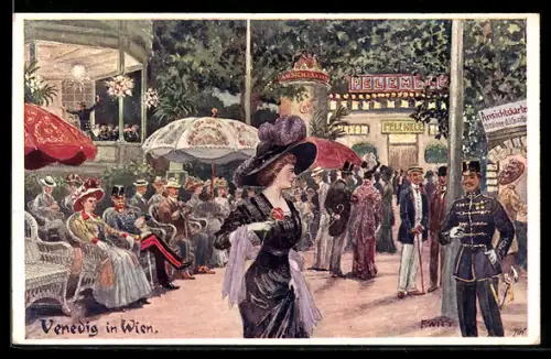 Künstler-AK F.Witt: Wien, Gäste im Themenpark Venedig