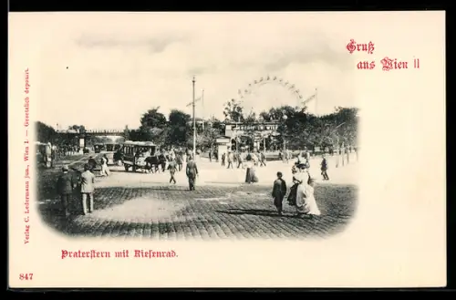 AK Wien, Wiener Prater, Praterstern mit Riesenrad