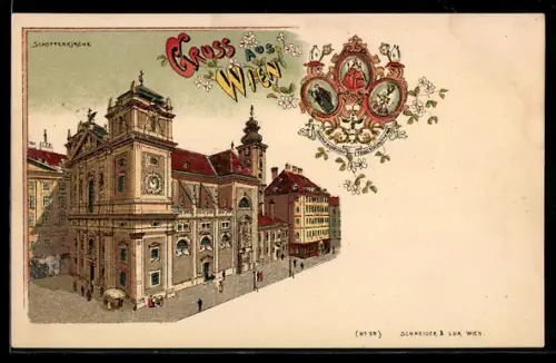 AK Wien, Blick zur Schottenkirche