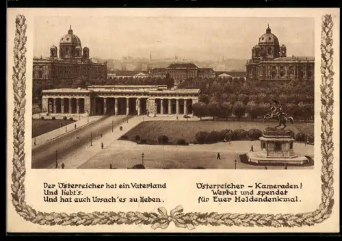 AK Wien, Offizielle Karte des Österreichisches Heldendenkmals 1934, Stiftskaserne, 1 Baustein