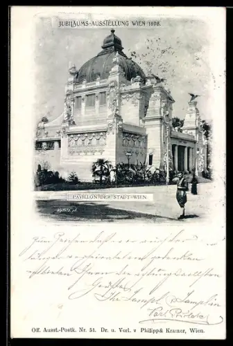AK Wien, Jubiläums-Ausstellung Wien 1898, Pavillon der Stadt Wien