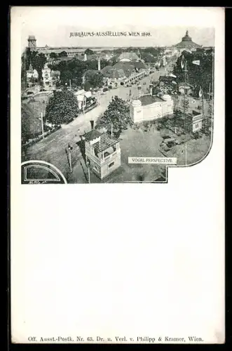 AK Wien, Jubiläums-Ausstellung Wien 1898 aus der Vogelschau