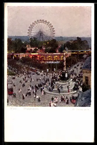 Künstler-AK sign. H. Tomec: Wien, Praterstern, Motiv mit Riesenrad