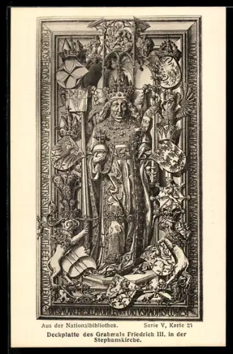AK Deckplatte des Grabmals Friedrich III. in der Stephanskirche
