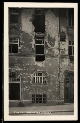 Foto-AK Wien, Arbeiterheim Ottakring nach Beschuss