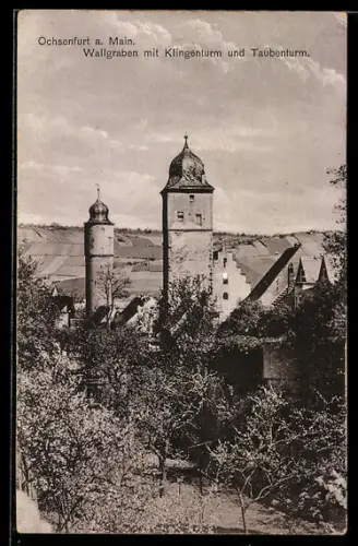 AK Ochsenfurt, Wallgraben mit Klingen- und Taubenturm