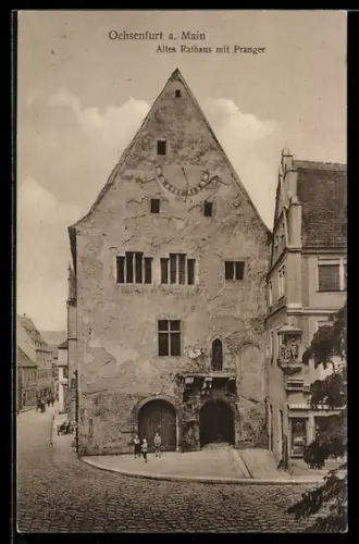 AK Ochsenfurt, Altes Rathaus mit Pranger