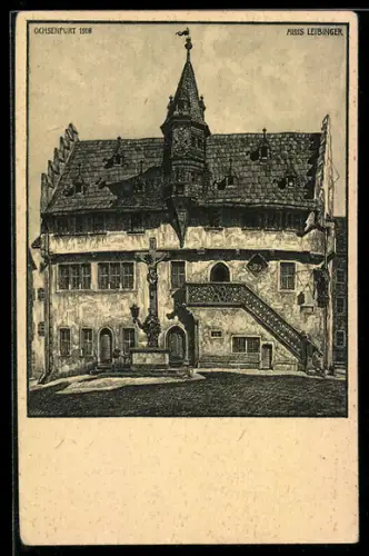Künstler-AK Ochsenfurt / Main, Das Rathaus