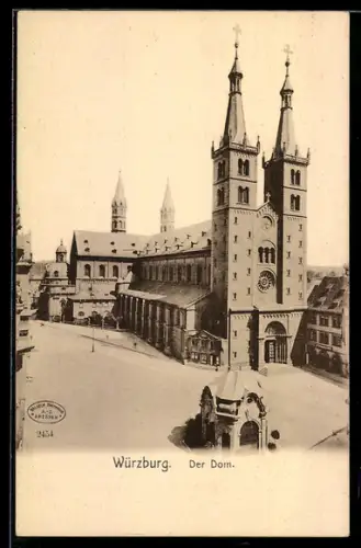 AK Würzburg, Dom mit Strassenpartie