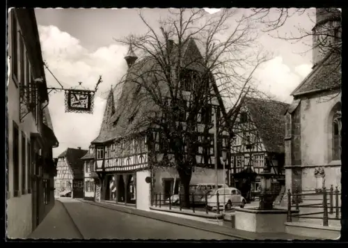 AK Michelstadt /Odenwald, Am Rathaus mit Gasthaus