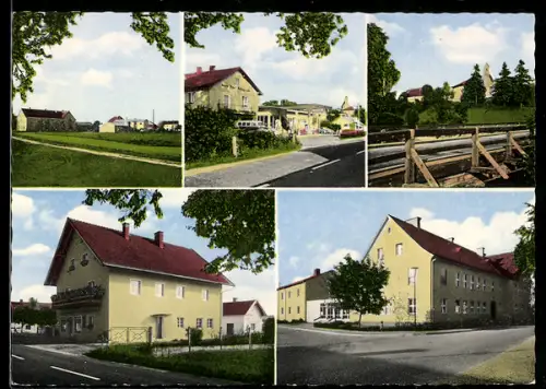 AK Emmerting b. Burghausen, Pension, Strassenpartie, Ortspartie