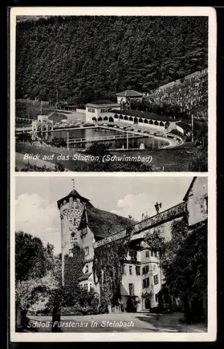 AK Michelstadt-Steinbach, Stadion mit Schwimmbad, Schloss Fürstenau