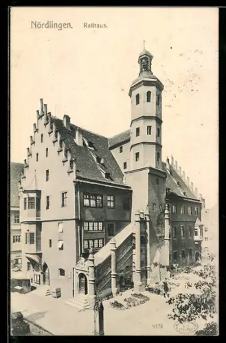 AK Nördlingen, Blick zum Rathaus