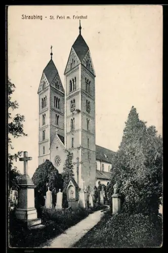 AK Straubing, St. Petri mit Friedhof