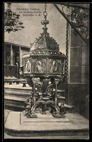 AK Ochsenfurt a. M., Historischer Taufstein der Stadtpfarrkirche
