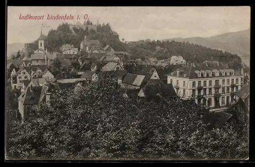 AK Lindenfels i. O., Teilansicht aus der Vogelschau
