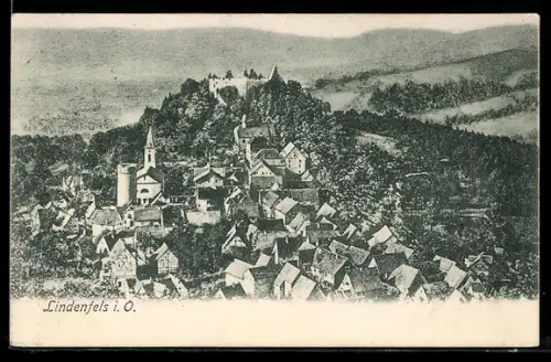 AK Lindenfels i. O., Totalansicht aus der Vogelschau