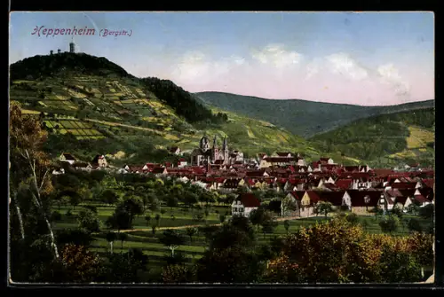 AK Heppenheim /Bergstr., Totalansicht mit Umgebung