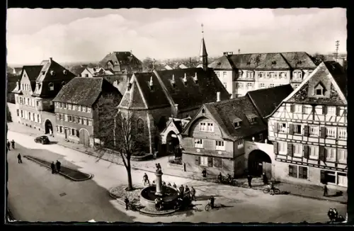 AK Bensheim a. d. Bergstrasse, Partie an der Hauptstrasse mit Krankenhaus