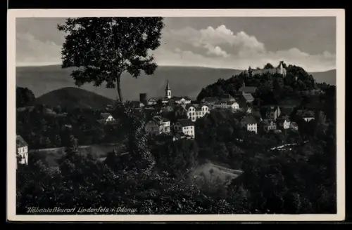 AK Lindenfels i. Odenwald, Teilansicht mit Kirche und Umgebung