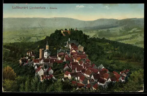 AK Lindenfels i. Odenwald, Totalansicht aus der Vogelschau