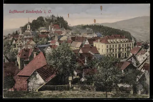 AK Lindenfels i. O., Teilansicht mit Kirche und Umgebung