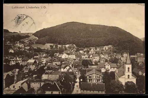 AK Lindenfels i. O., Teilansicht mit Kirche und Umgebung
