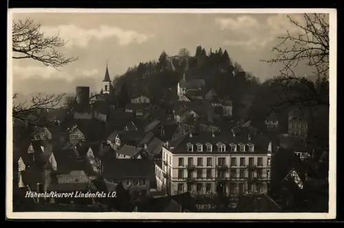 AK Lindenfels i. O., Teilansicht aus der Vogelschau