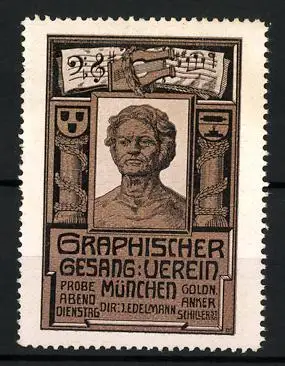 Reklamemarke München, Graphischer Gesang-Verein, Büste
