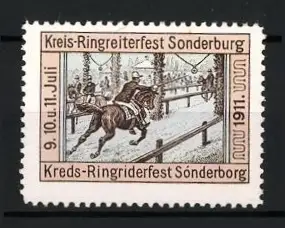 Reklamemarke Sonderburg, Kreis-Ringreiterfest 1911, Reiter auf Pferd