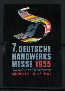 Reklamemarke München, 7. Deutsche Handwerksmesse 1955, Flaggenband