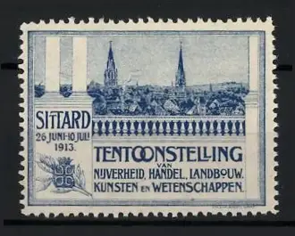 Reklamemarke Sittard, Tentoonstelling 1913, Ortsansicht und Säulen