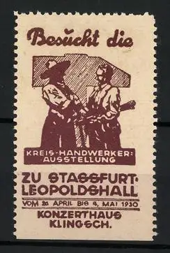 Reklamemarke Stassfurt, Kreis-Handwerker-Ausstellung 1930, Handwerkerpaar