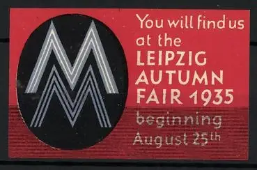 Reklamemarke Leipzig, Autumn Fair 1935, Doppel-M-Logo