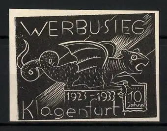 Reklamemarke Klagenfurt, Werbusieg 1933, geflügeltes Fabelwesen