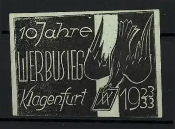 Reklamemarke Klagenfurt, 10 Jahre Werbusieg 1923-1933, Taube mit Brief