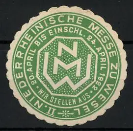 Reklamemarke Wesel, Niederrheinische Messe 1922, Logo