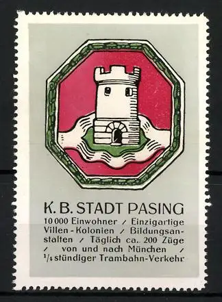 Reklamemarke Pasing, Wappen und Daten