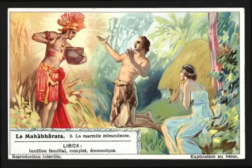 Sammelbild Liebig, Le Mahâbhârata, La marmite miraculeuse