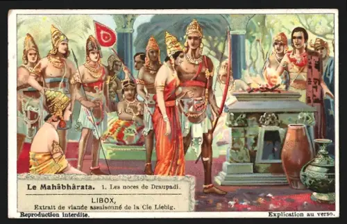 Sammelbild Liebig, Le Mahâbhârata, Les noces de Draupadi