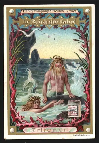 Sammelbild Liebig, Fleisch Extrakt, Fabelserie, Tritonen im Wasser