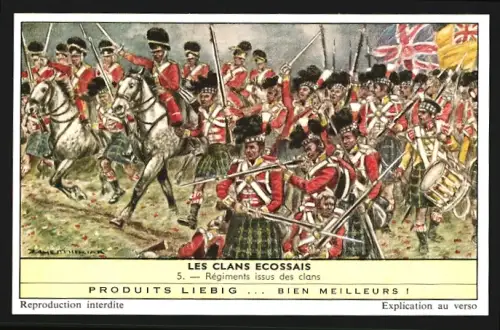 Sammelbild Liebig, Les clans ecossais, Régiments issus des clans